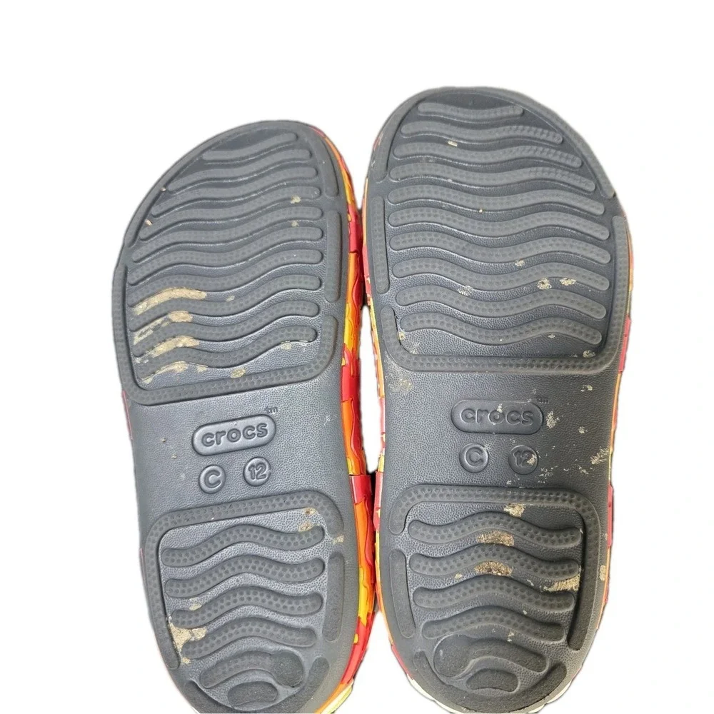 Crocs Crocband Cruiser Sandals Kids Size 12 Fire Flames Soles ***SEE DESCRIPTION